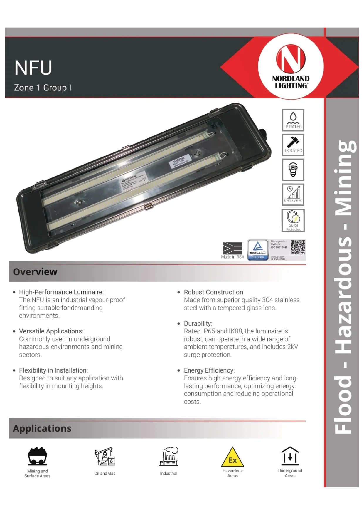 NL74 Nordland NFU 50W NFU Industrial Vapour proof Fitting